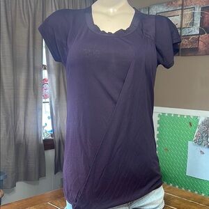Ann Taylor LOFT Purple Puff Sleeve Faux Wrap Blouse XS